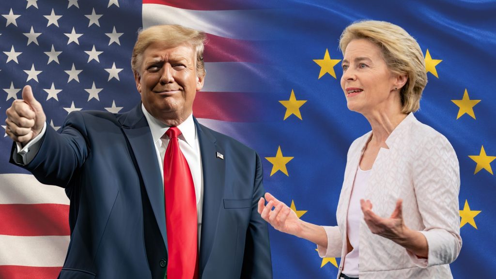 Ursula von der Leyen und Donald Trump einigen sich im Juni 2026 auf Zoll-Deal. (Foto: European Parliament/Wikipedia/CC BY 2.0; KI-Montage)