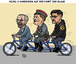 Kickl und Kameraden auf der Fahrt ins Blaue