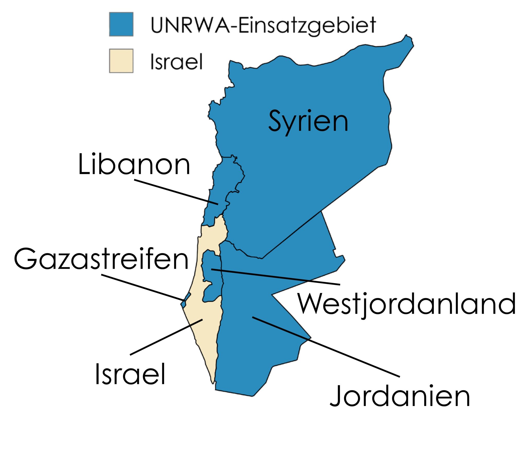 Einsatzgebiet von UNRWA