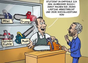 FPÖ mit Motorsäge gegen Sozialstaat