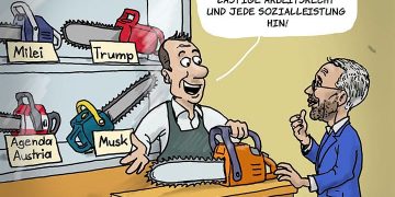FPÖ mit Motorsäge gegen Sozialstaat