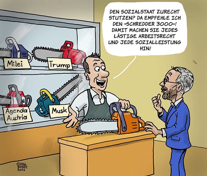 FPÖ mit Motorsäge gegen Sozialstaat